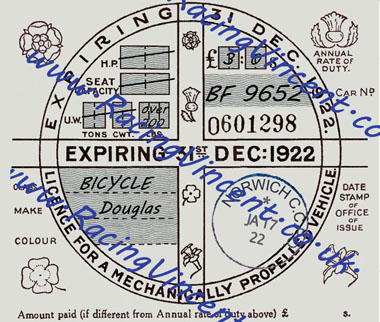 1922 Facsimile Tax Disc